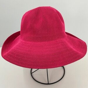 Toucan‎ Collection Hot Pink Knit Hat Wide Brim Packable Summer Beach Bucket Hat